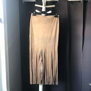 Suede fringe skirt